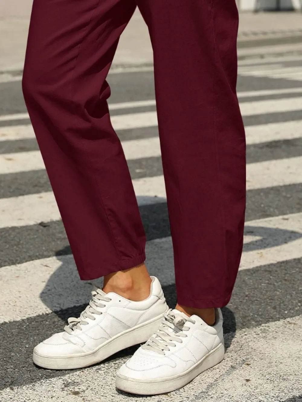 Elastic Waist Tapered Pants Trendsi c29157ea-9503-45e3-b4f5-3cf52d8f7f0c-Max