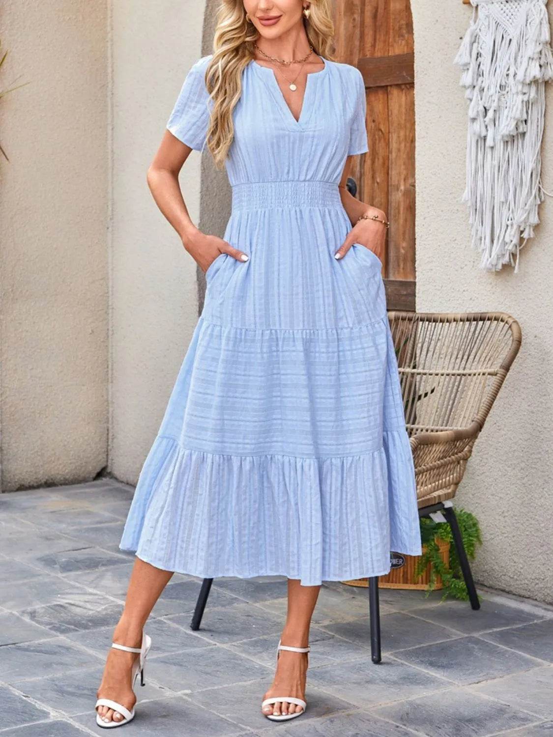 Tiered Notched Short Sleeve Dress Light Blue Trendsi c2ba0e70-f5a0-430d-9a7d-eca997985dd5-Max-Origin