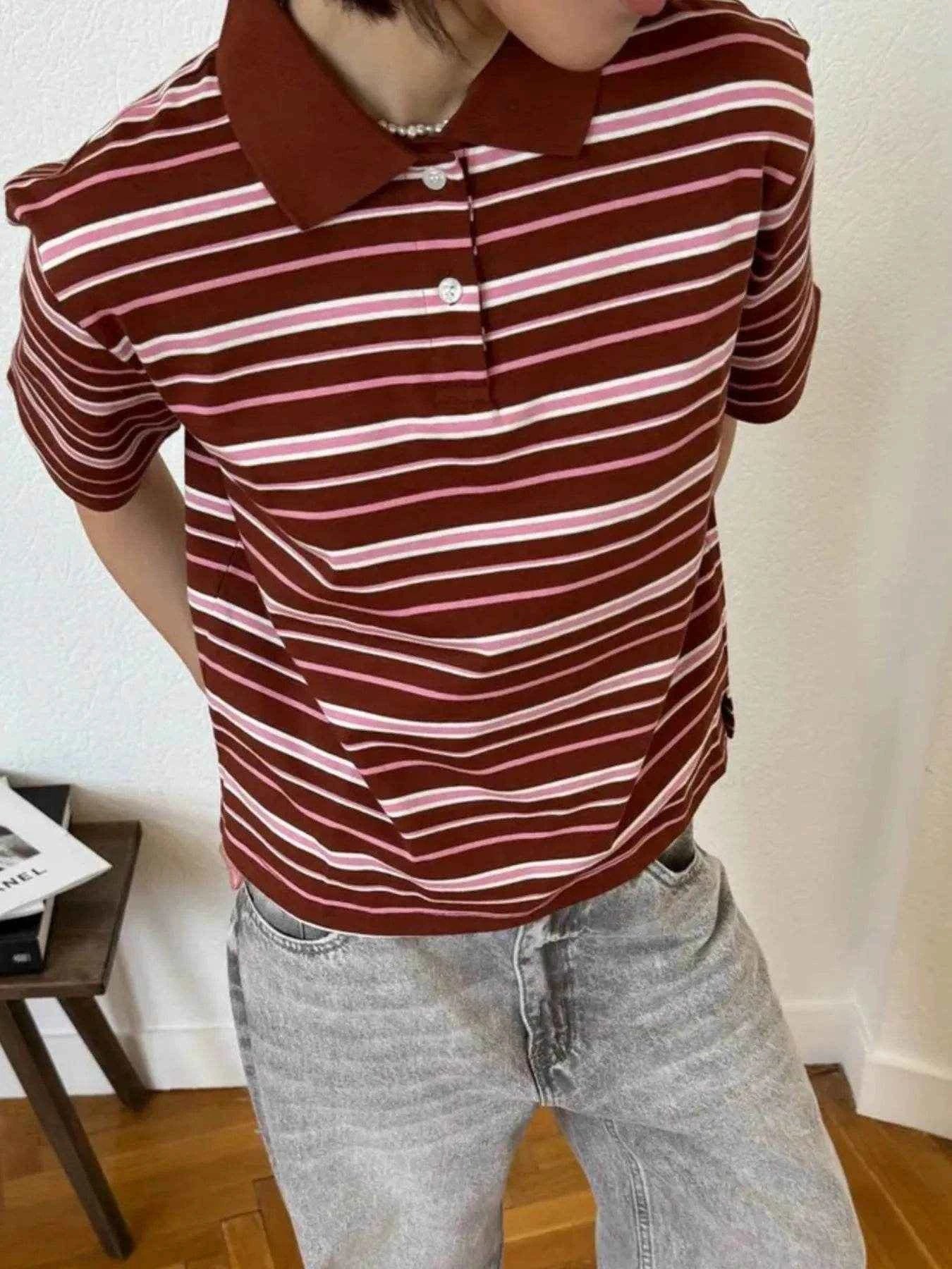 Striped Polo T-Shirt with Contrast Collar Trendsi c31291f8-def5-491a-9092-61df928e4911-Max-Origin