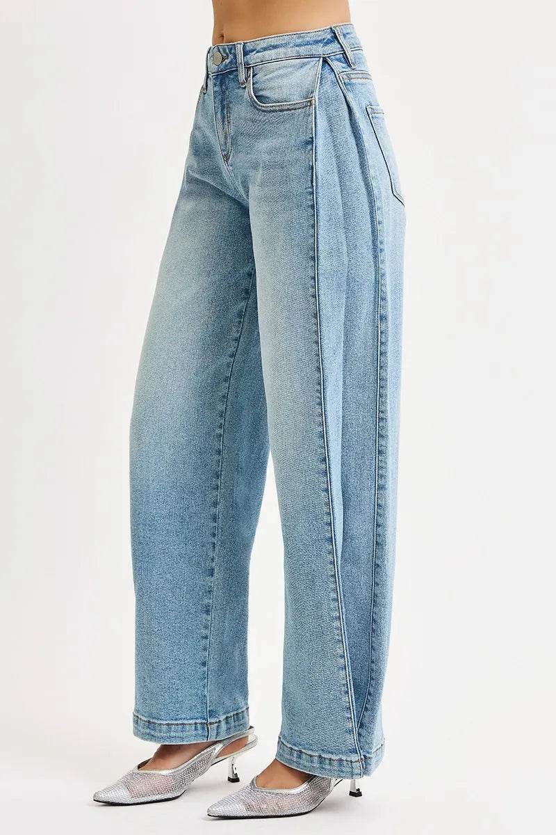 RISEN Mid Rise Wide Barrel Transferable Leg Snap Jeans Trendsi c32d47e30e5540f88eb0cc767d1f4fc2-Max-Origin