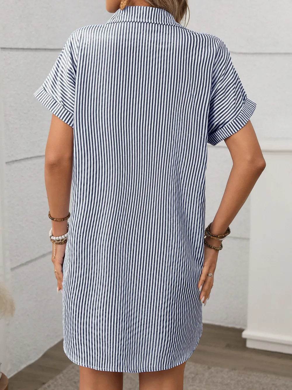 Striped Button Down Short Sleeve Mini Dress Trendsi c334c8c2-2e93-4866-9473-3b4fb7a8cff0-Max