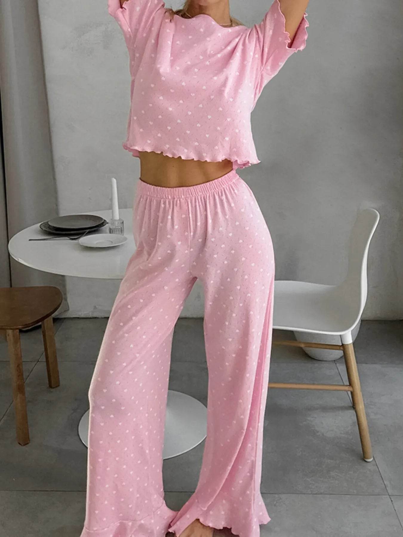 Polka Dot Round Neck Top and Pants Lounge Set Trendsi c3360c8d602e4905b0ac9d8712c0af20-Max-Origin