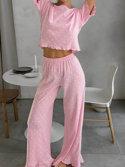 Polka Dot Round Neck Top and Pants Lounge Set Trendsi c3360c8d602e4905b0ac9d8712c0af20-Max-Origin