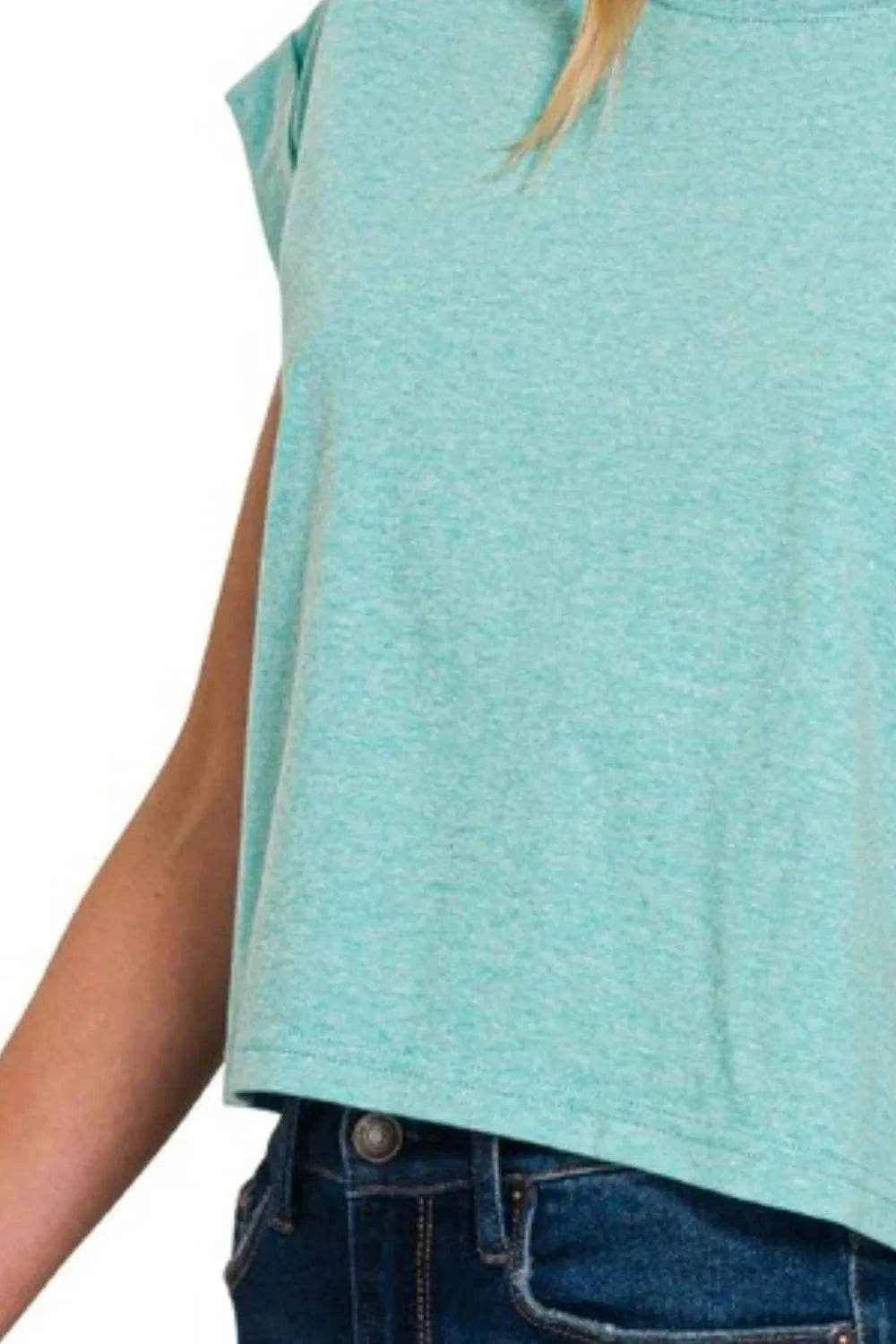 Zenana Rolled Sleeve Crop T-Shirt Trendsi c337d08e-e57f-457c-a97f-cd720a510c72-Max-Origin