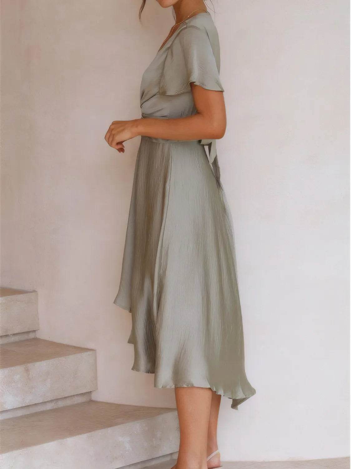 High-Low Plunge Flutter Sleeve Dress Trendsi c33ac193-840e-4011-85d7-22b6237ff90f-Max-Origin