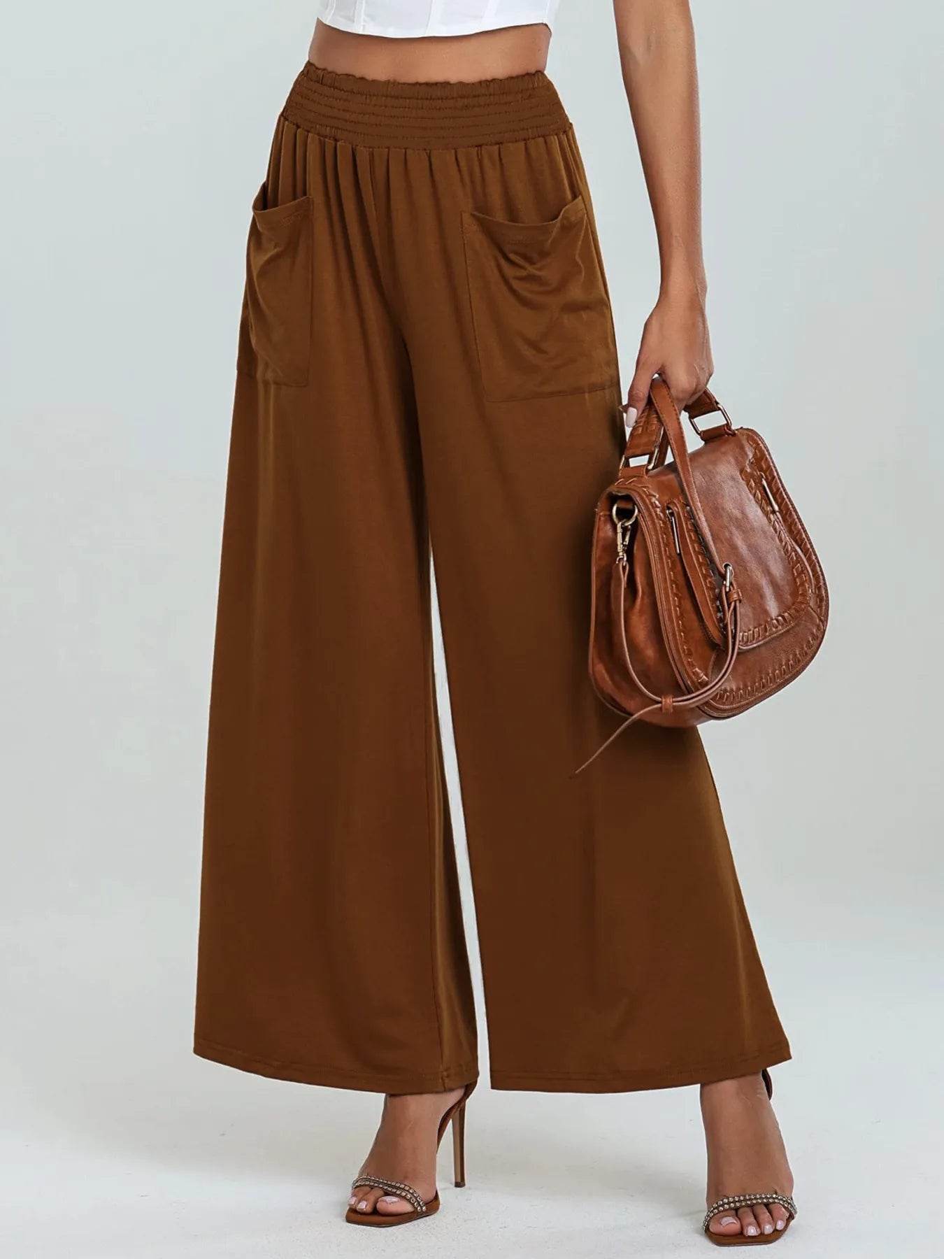 High-Waisted Wide Leg Pants with Pockets Brown Trendsi c35c3d3dc7d24065a001e448676095fb-Max-Origin