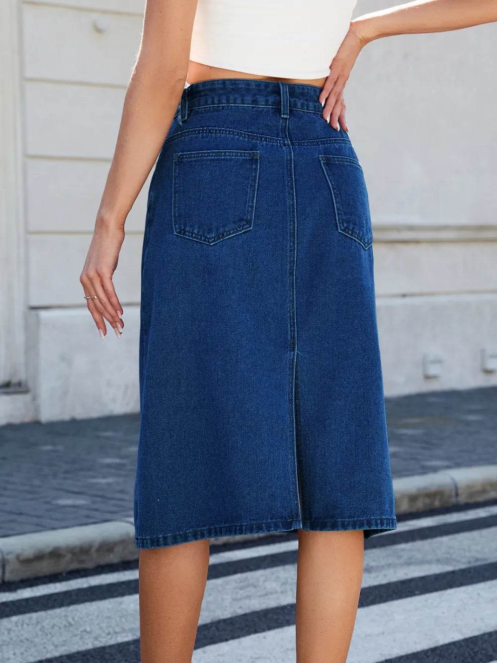 Slit Back Midi Denim Skirt Trendsi c35f050c-541a-4ab4-9a11-e321b148288c-Max