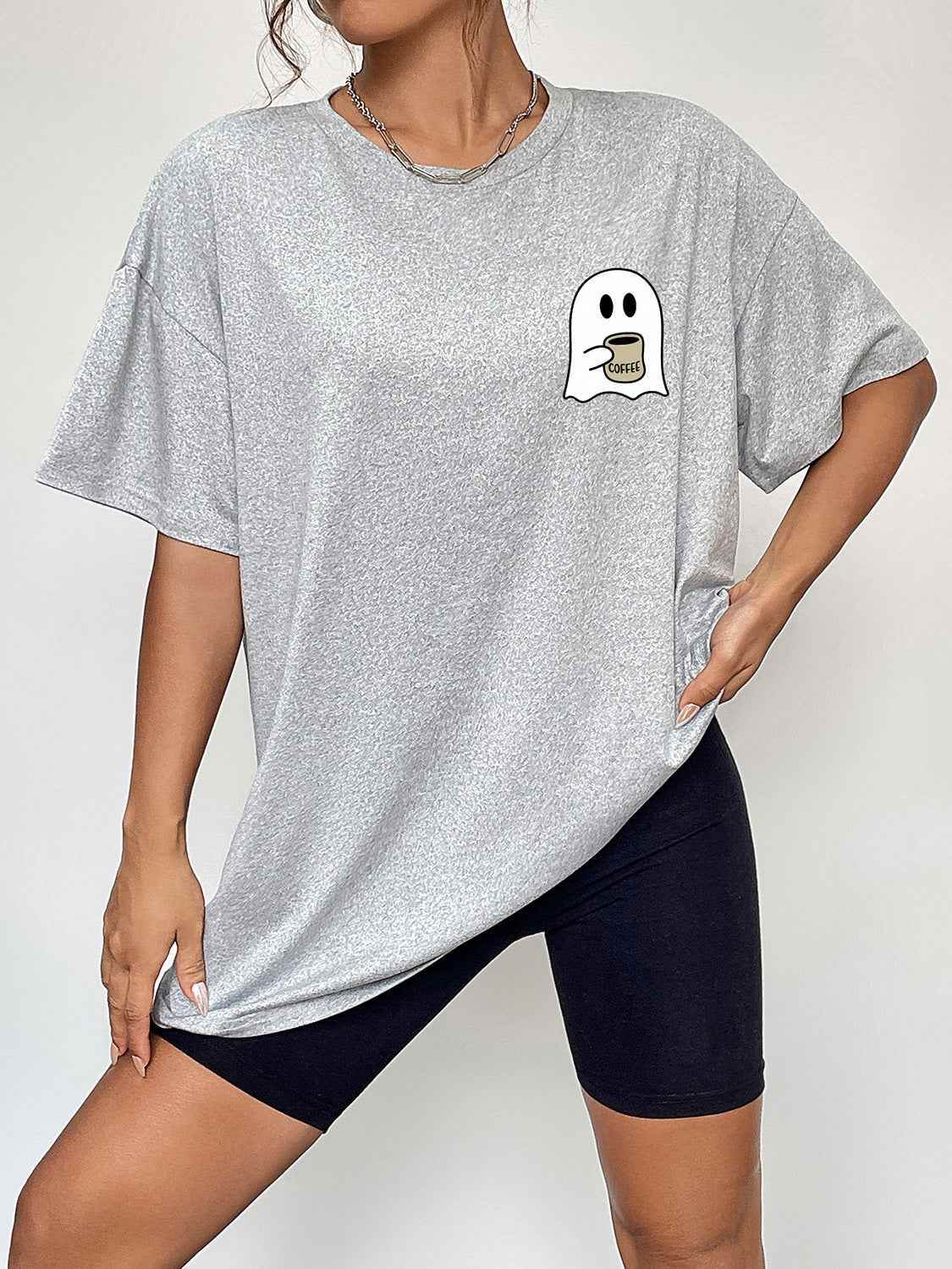 Round Neck Short Sleeve Ghost Graphic T-Shirt Trendsi c36f441b09284826bc6b9b74a60f38c9-Max