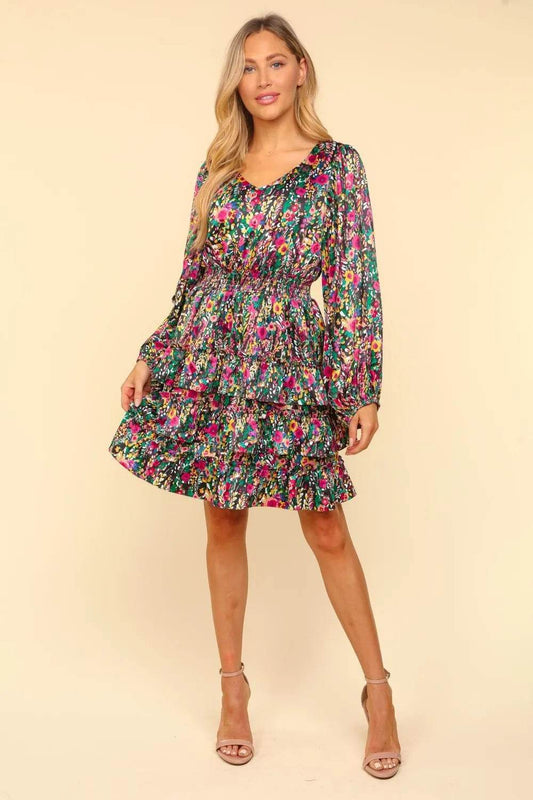 Haptics V-Neck Satin Floral Layered Dress Multi Trendsi c37e80b1-210a-43ba-b9b9-7eb480f8e90d-Max