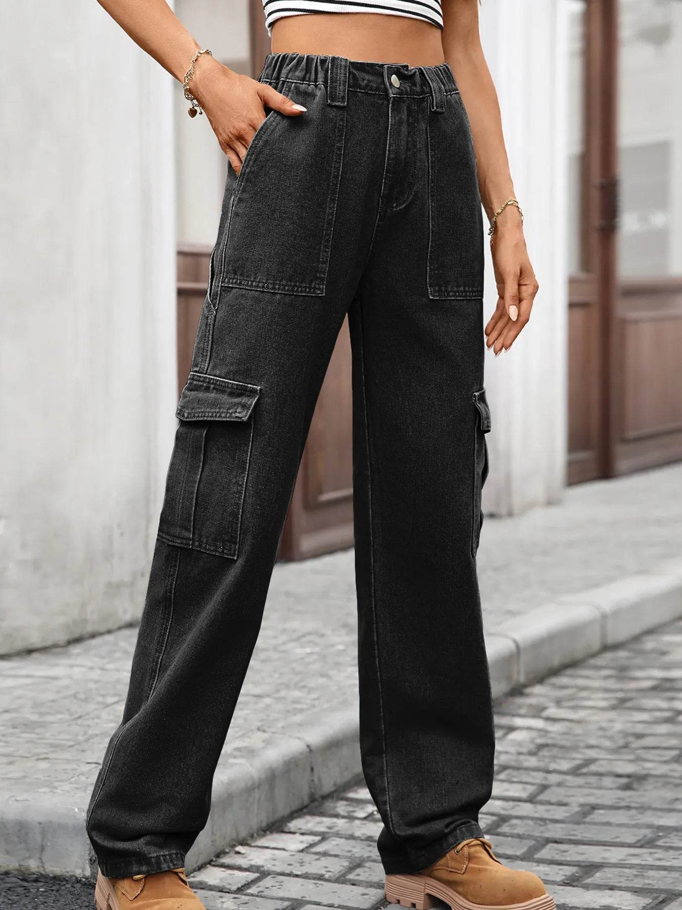 High-Waisted Cargo Jeans Trendsi c387970c12da4664800d4bad453d830b-Max-Origin
