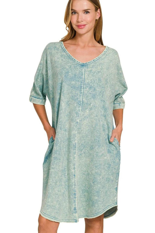 Zenana Acid-washed French Terry Tee Shirts Dress ASH BLUE Trendsi c39a8f86-421c-4025-ac9b-e3722279dcfa-Max-Origin