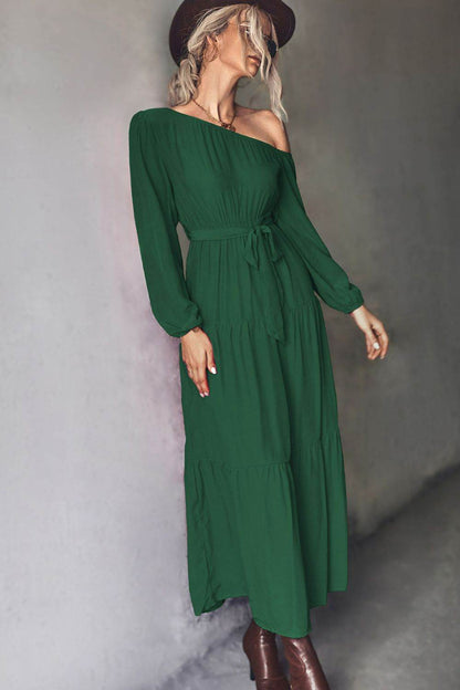 Belted One-Shoulder Tiered Maxi Dress Trendsi c3a4ddf90d5c4cfe9210540753a42ef7-Max
