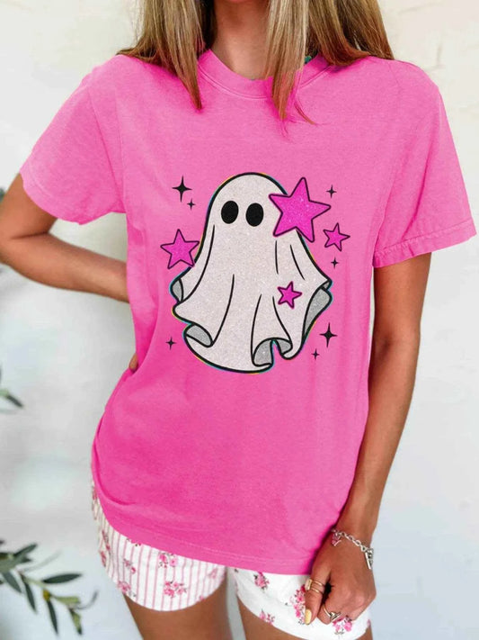 Ghost Graphic Halloween Round Neck T Shirt Hot Pink Trendsi c3ede4700727463dbb9512b46bc67534-Max-Origin