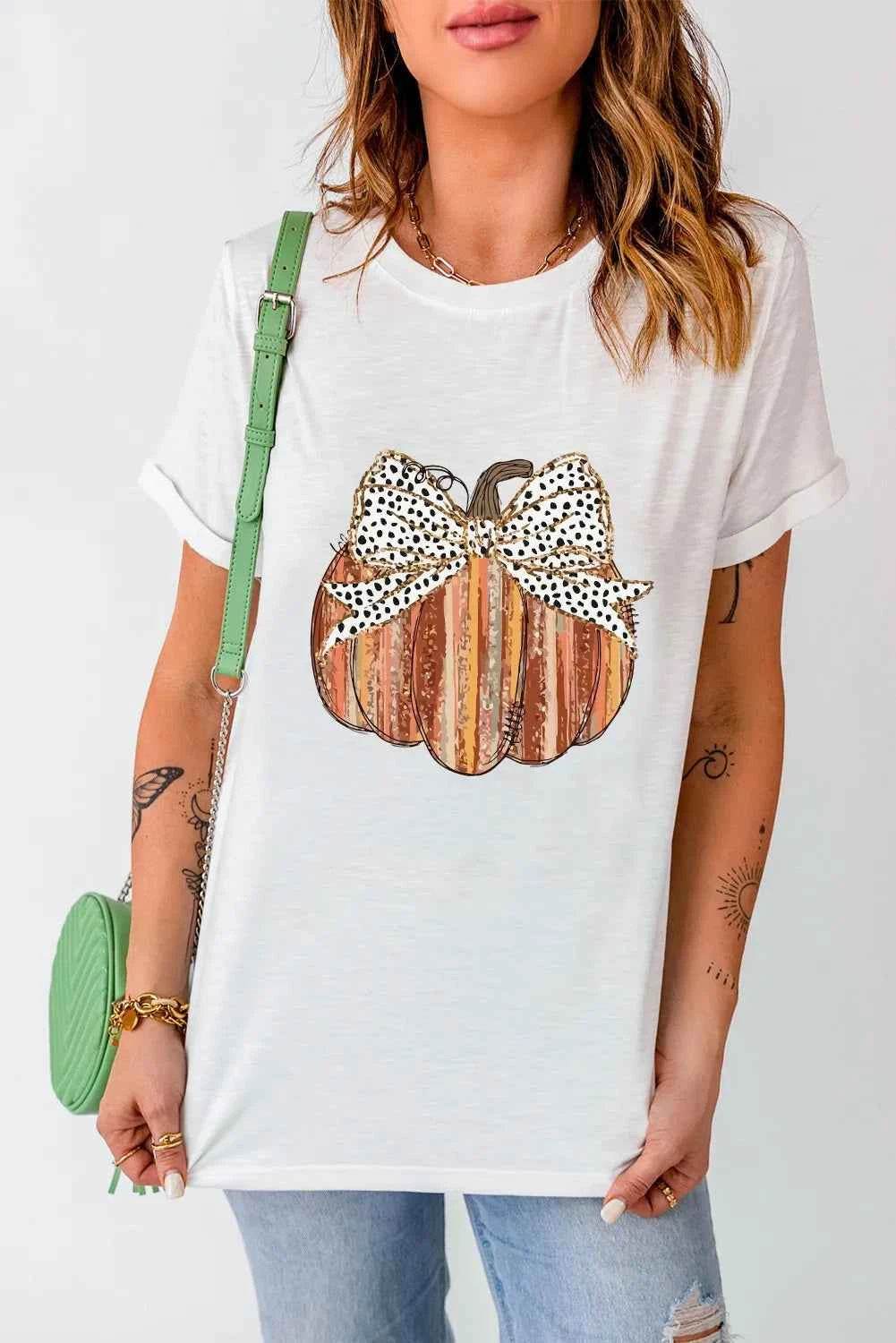 Full Size Pumpkin Round Neck Short Sleeve T-Shirt White Trendsi c401f9a4-2118-4dcb-870f-ae537e6dcc53-Max