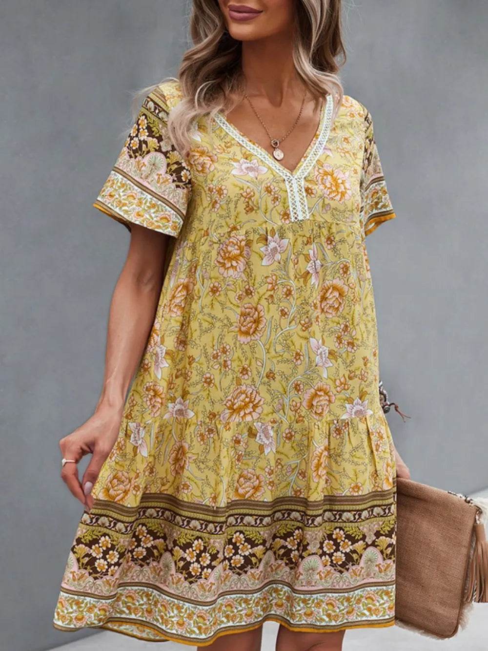 Floral Print V-Neck Summer Dress Trendsi c414457c-e2cb-4f48-9fb4-b2c4a3c0435b-Max
