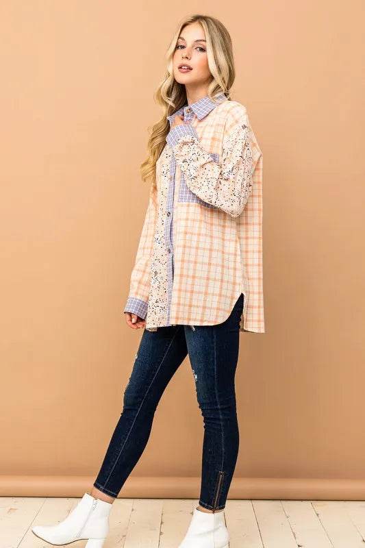 And The Why Floral and Plaid Color Block Shirts with Pocket Trendsi c41725b05a83447dbc6458784bc6ae1d-Max-Origin