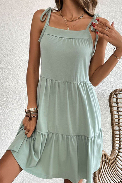 Perfee Tie-Shoulder Tiered Dress with Pockets Trendsi c42e15c23e424cacaf8f545771b90d6d-Max