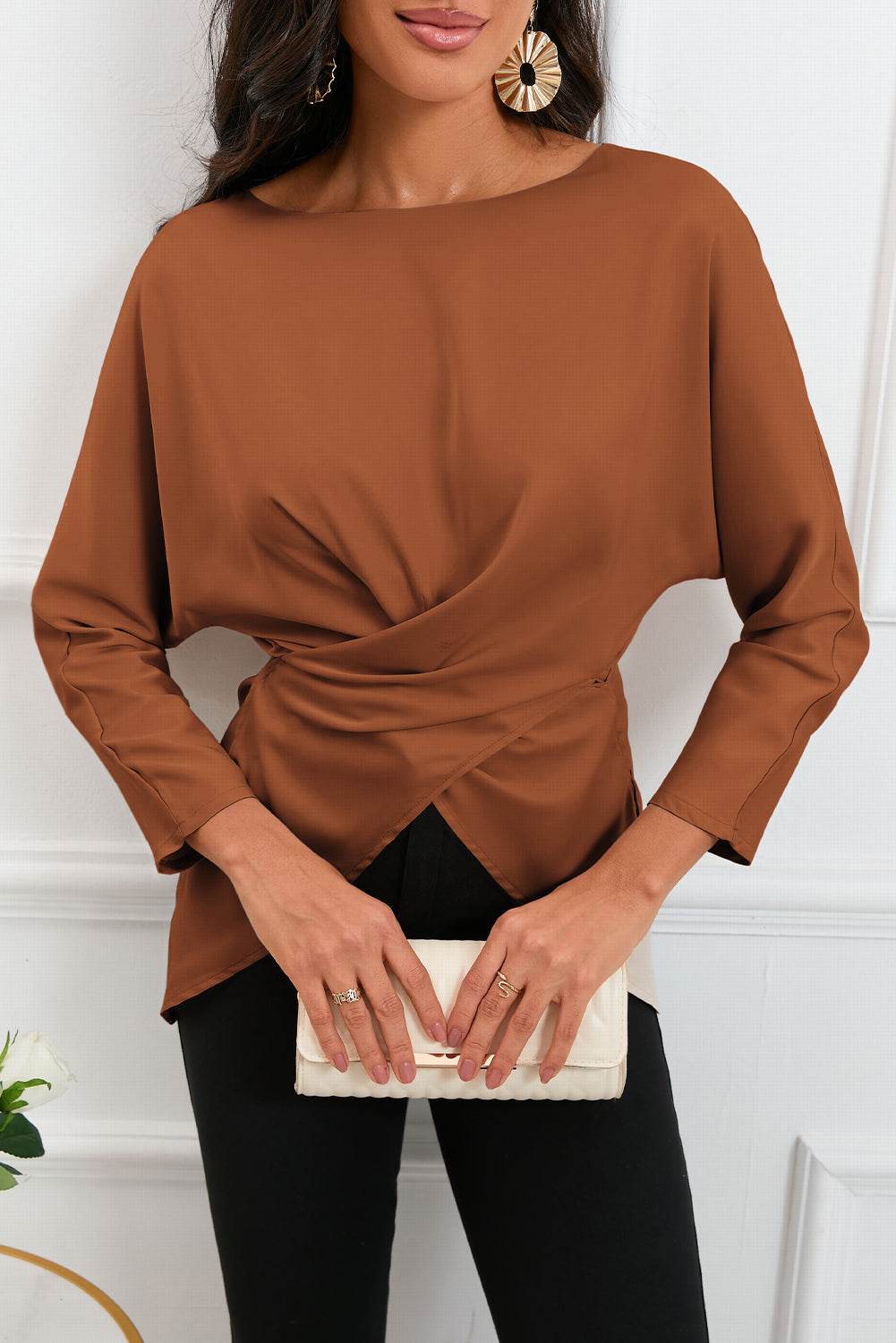 Boat Neck Back Tie Long Sleeve Satin Blouse Trendsi c436a3d2d8114437bfd462031142983d-Max
