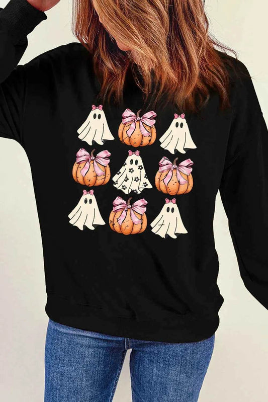 Pumpkin & Ghost Round Neck Long Sleeve Sweatshirt Trendsi c43b9186-6934-4232-8362-006f9d7a0815-Max