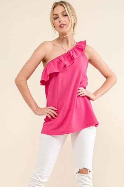 And The Why Ruffle One Shoulder Sleeveless Tank Top MAGENTA Trendsi c441e089511644adb144cff2ce2be908-Max-Origin