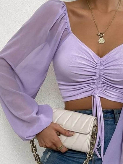 Drawstring Sweetheart Neck Cropped Top Trendsi c45dd44b5791423d946b22d527e4ebef-Max