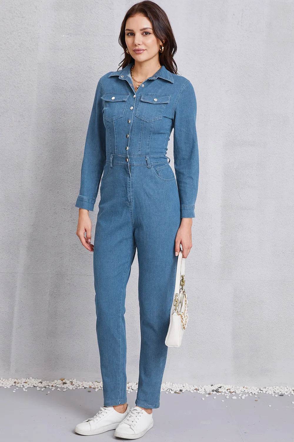 Snap Down Denim Jumpsuit with Pockets Trendsi c465e208-b26d-4ffd-8263-91702dde6808-Max