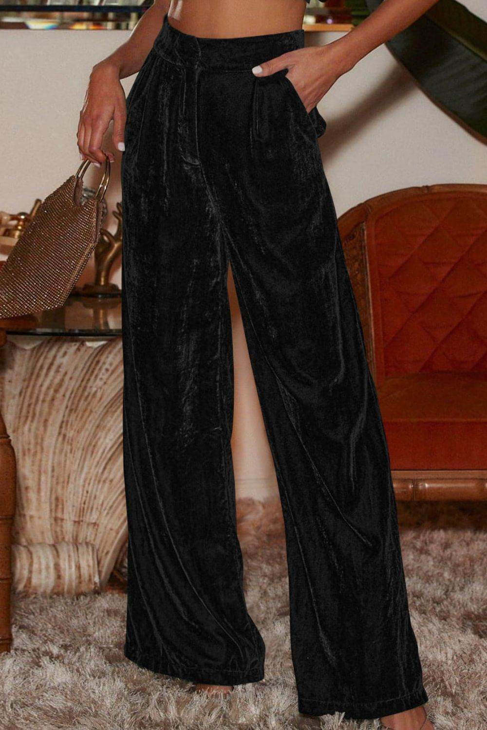 Loose Fit High Waist Long Pants with Pockets Trendsi c492444967ec4c5b82dec3ecaa73de88-Max