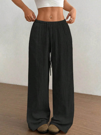 Wide Leg Drawstring Casual Pants Black Trendsi c49295ab0dbf43e1842a5b3768739b5a-Max-Origin