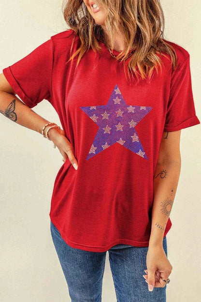 Patriotic Star Round Neck T-Shirt Trendsi c4c41896-e206-45d0-9c0f-6d71f8f7118b-Max-Origin