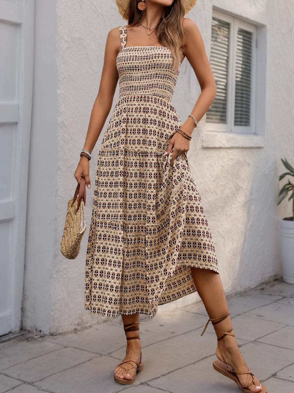 Printed Tiered Wide Strap Midi Dress Trendsi c5abcaae-9782-4ab2-8b5a-569af3e83987-Max