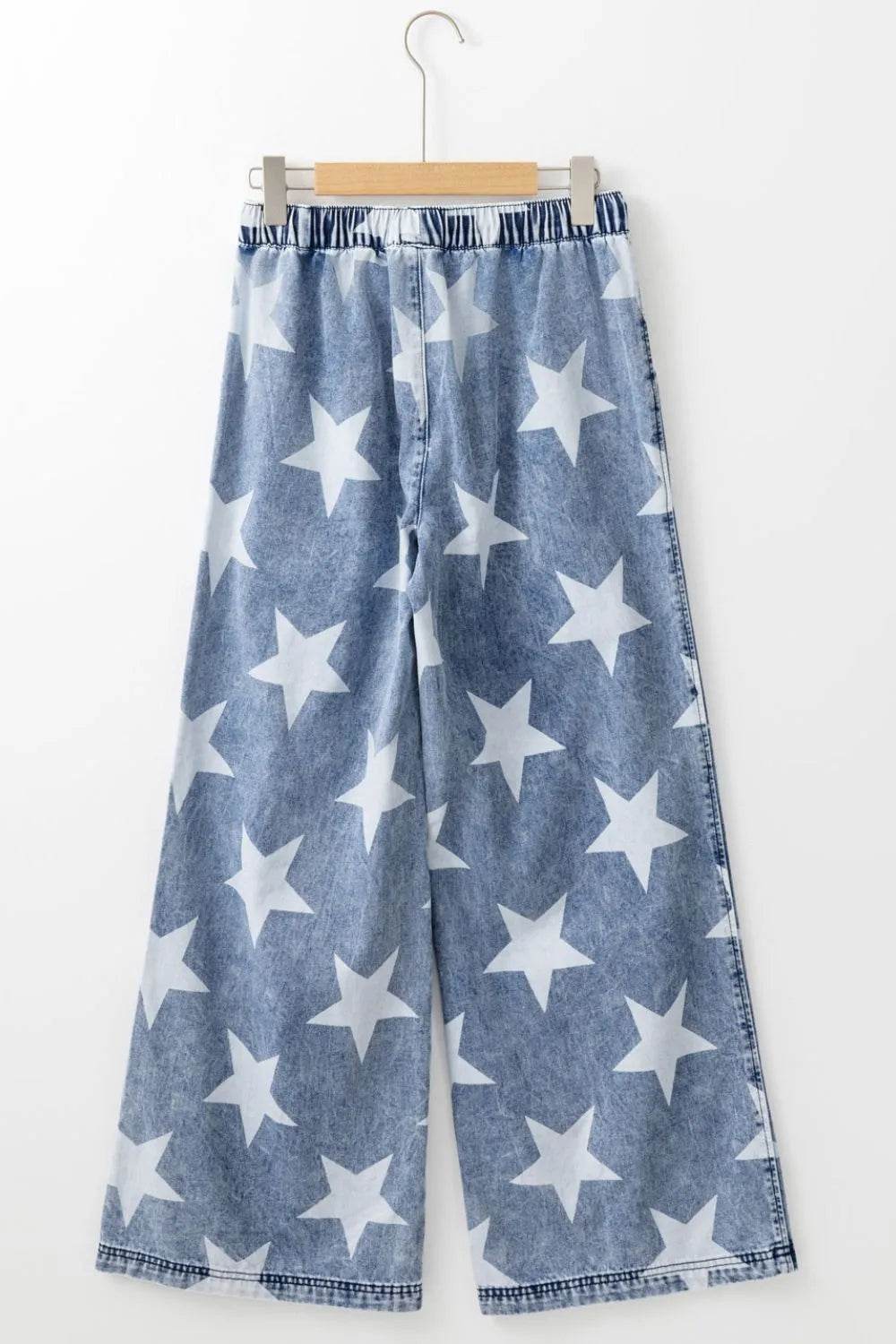 Star Print Washed Drawstring High Waist Wide Leg Jeans Trendsi c5b36f76-d025-4da9-a202-854e068d92fa-Max