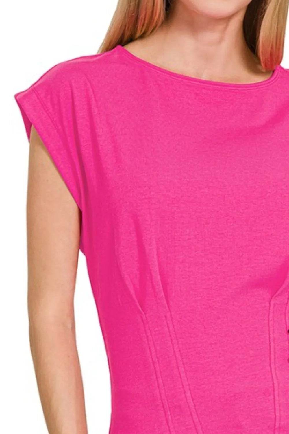 Zenana Gathered Waist Round Neck Top Trendsi c5febc75-7228-48ac-88ec-bfdabdd190f0-Max-Origin