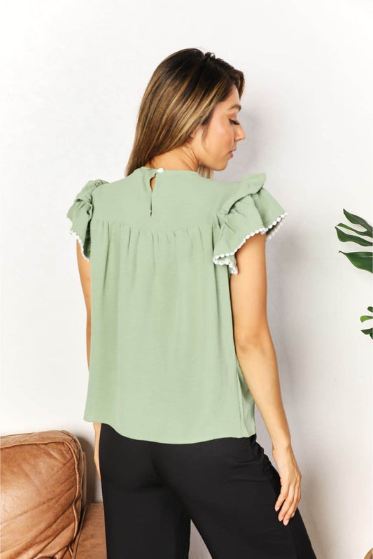 Perfee Pleated Detail Flutter Sleeve Blouse Trendsi c6087caae9764cbe99058fd3ab9153ae-Max