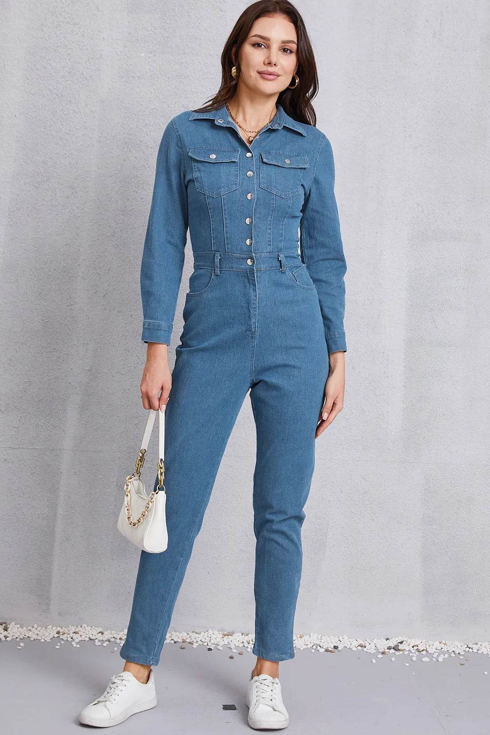 Snap Down Denim Jumpsuit with Pockets Trendsi c61bde50-4d37-419c-a72f-a0488eb41e53-Max
