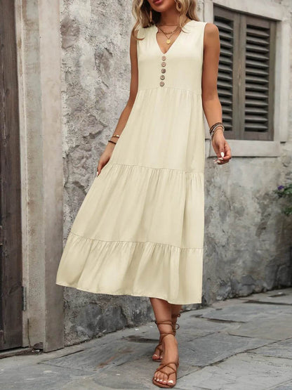 Ivy Lane Decorative Button Notched Sleeveless Dress Trendsi c6224fad-e1c0-49c7-bdd5-15b93ecf4939-Max