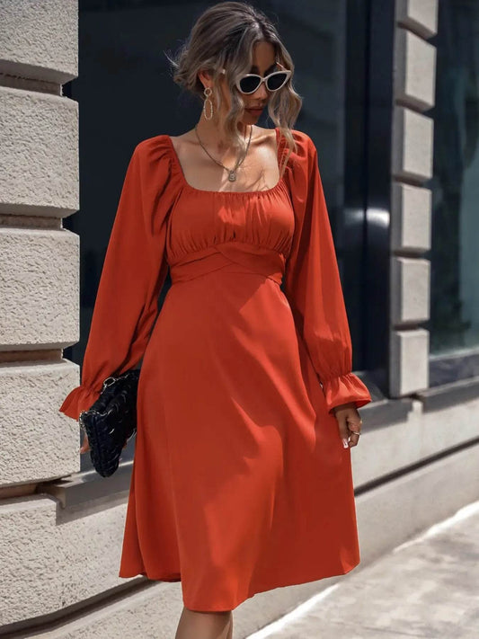 Square Neck Flounce Sleeve Midi Dress Trendsi c62a8497-c878-4c0d-a5f9-bd283b2445af-Max-Origin