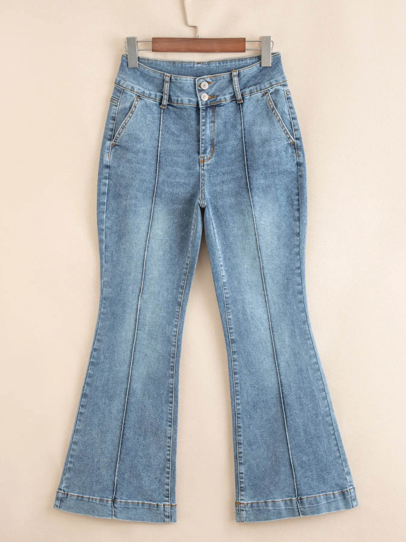 High-Waisted Flare Jeans with Seam Detail Trendsi c65413fb043d44eca0ca408e953df0ba-Max-Origin