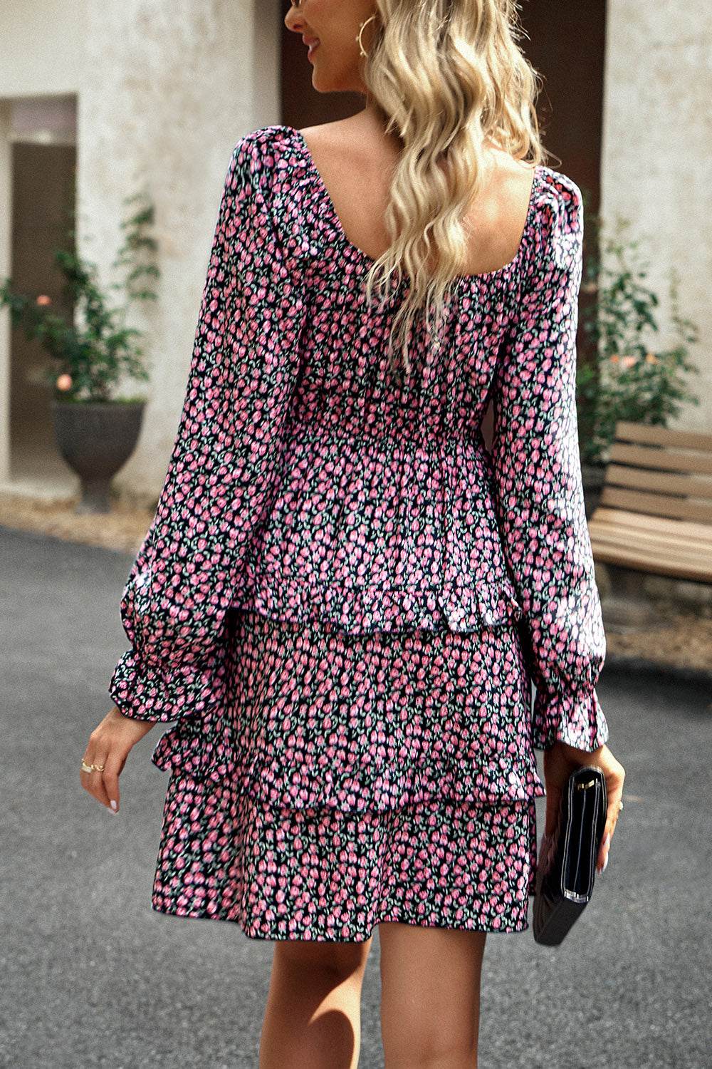 Devine Smocked Flounce Sleeve Ruffled Dress Trendsi c678397adc5247c5a110c9edbe2bc8d6-Max