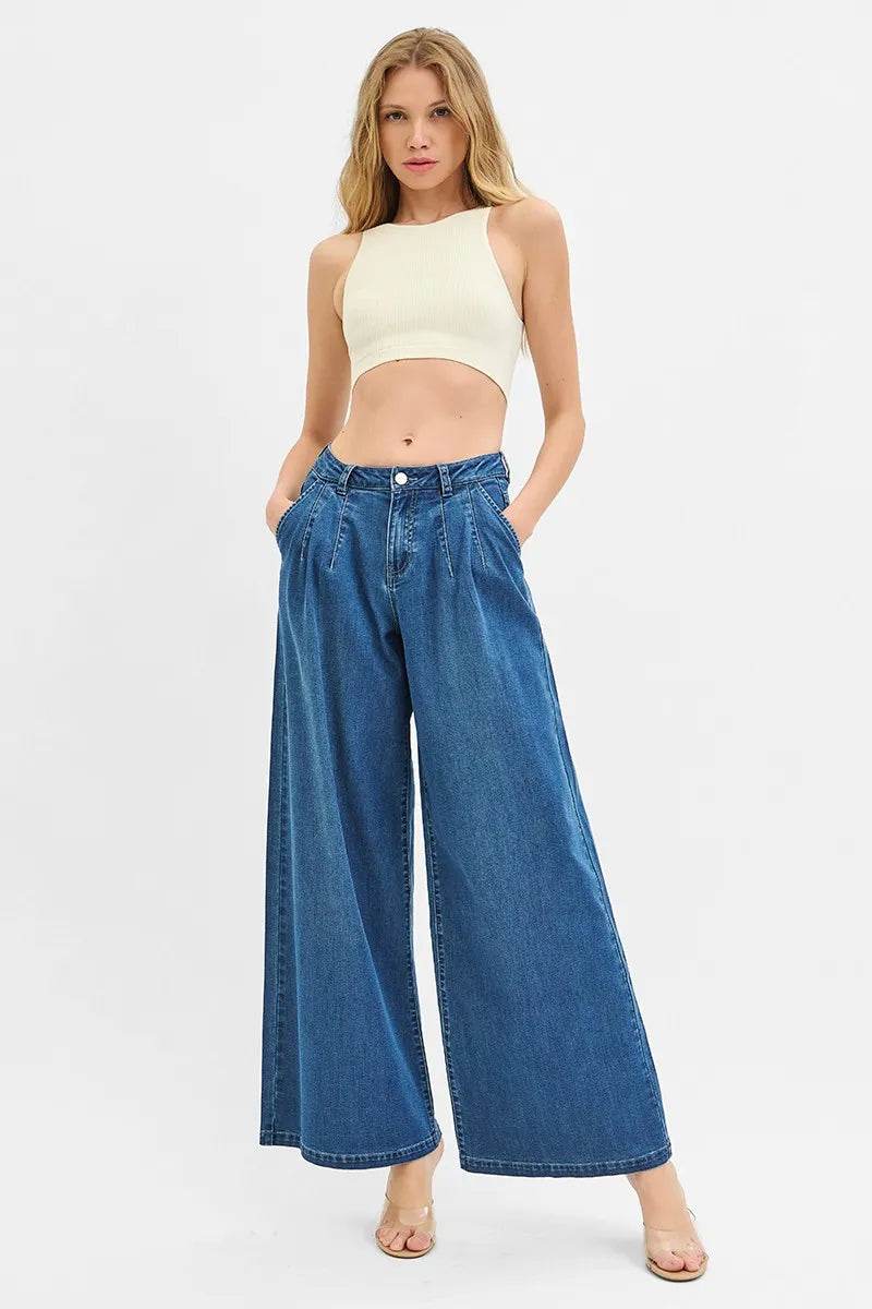 RISEN Mid Rise Fit Wide Leg Knit Denim Look Jeans Trendsi c6abfbf10be14e64971fe2295afe26fd-Max-Origin