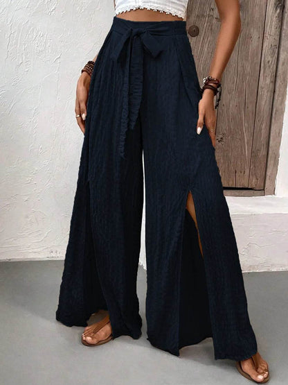 Honey Tied Slit Wide Leg Pants Dark Navy Trendsi c6b255a5-294d-4897-b4eb-0e6a4cbd11f2-Max