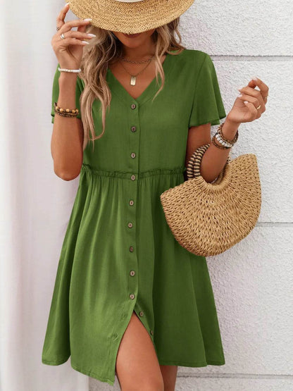 Button Front Flutter Sleeve Dress Trendsi c6eb54db-e1e5-49a4-a466-2359d708e65a-Max
