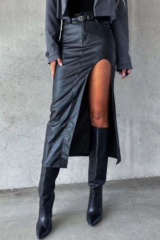 Slit Midi Skirt with Pockets Black Trendsi c708745f-bb4e-4dba-8258-43501b09a6b4-Max