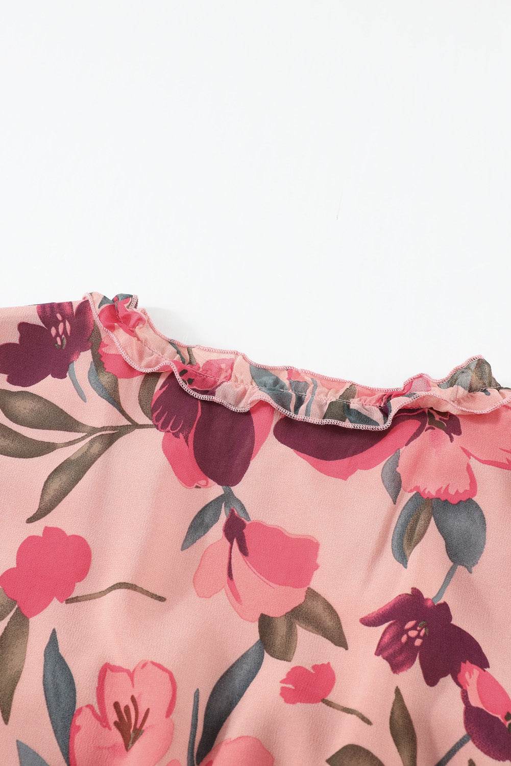 Floral Frill Trim Flounce Sleeve Plunge Maxi Dress Trendsi c7685d7e24c24a2e9e9f7856e69af9d5-Max