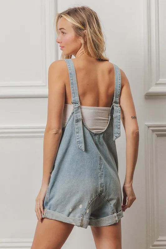 BiBi Folded Hem Vintage Washed Denim Overalls Trendsi c77385fa-c1b2-4b7b-ad91-00d67ffd7796-Max