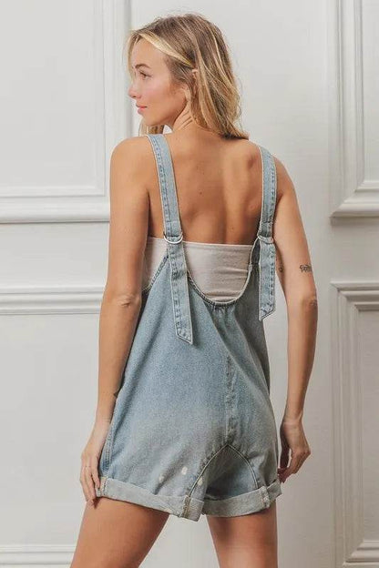 BiBi Folded Hem Vintage Washed Denim Overalls Trendsi c77385fa-c1b2-4b7b-ad91-00d67ffd7796-Max