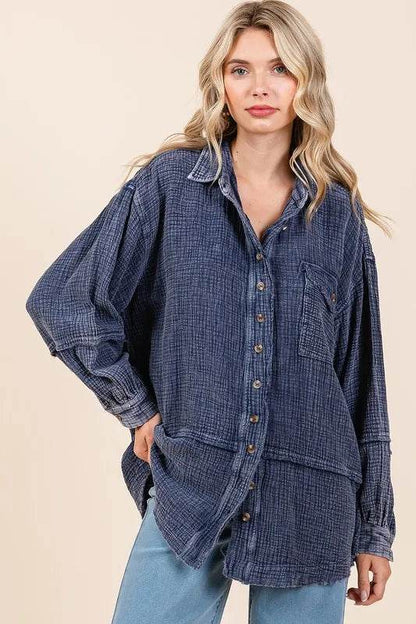 Mittoshop Textured Collared Neck Long Sleeve Shirt Dark Navy Trendsi c77a2841-f149-419c-80b5-3bd5b0baacd3-Max