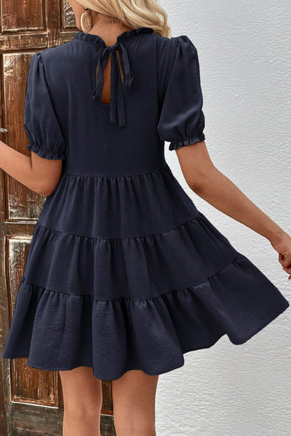 Perfee Puff Sleeve Tie Back Tiered Dress Trendsi c78a05d885cd4a1a8fd506d7c8fe8d9a-Max