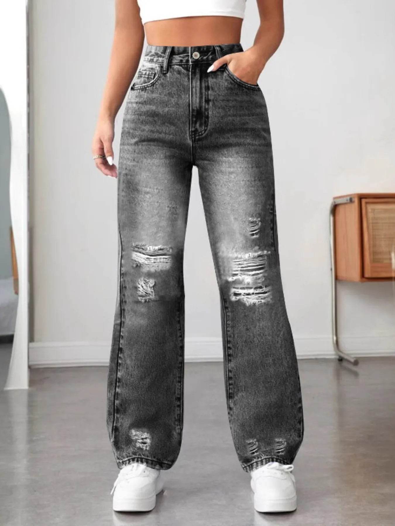Distressed High Waisted Jeans Trendsi c78cc3681b6c42d0b19408114cf133d6-Max-Origin