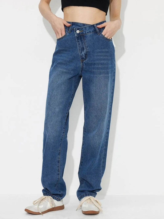 Asymmetric Waist Jeans with Pockets Medium Trendsi c7992f32-dc41-4c5e-810d-394d4f957a58-Max