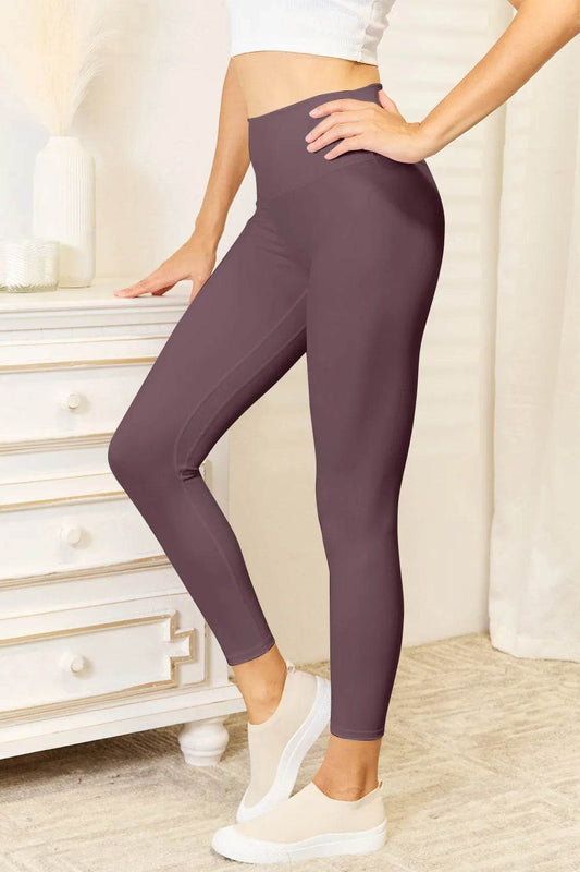 Double Take Wide Waistband Sports Leggings Chocolate Trendsi c79dbc6f-7599-41a4-8d15-e2488e87eb7c-Max